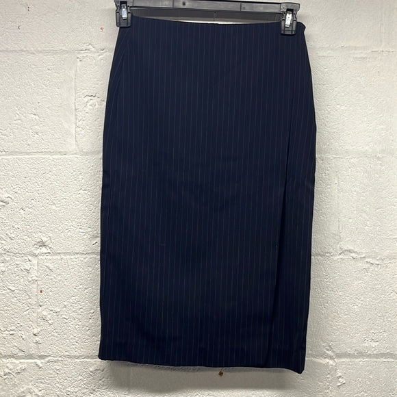 Stella McCartney pin striped wrap wool skirt blue - Picture 2 of 8